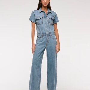 Abercrombie & Fitch Women's Light Blue Denim Overalls